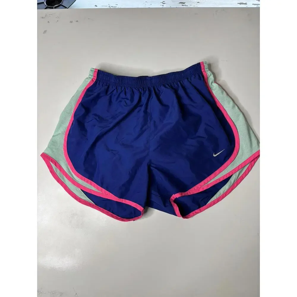 NIKE Dri-Fit TEMPO Royal Blue/Pink/Grey Athletic Lined Running Shorts Womens MD - Picture 1 of 5